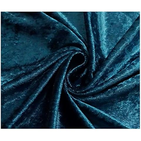 Shiny Crushed Velvet Fabric Premium Quality Velour Stretch Fancy Prom Dress Material Soft Furnishing 59" Extra Wide (Sold by The Metre) (Teal) Cover