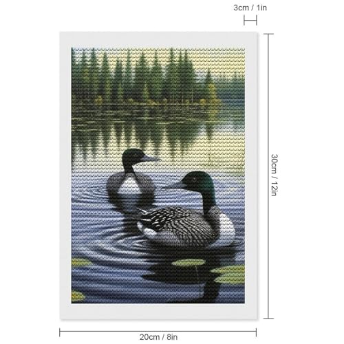Obinaobina Loons Swimming Lake Lily Pads Diamond Art Painting Art Kits thumb #1