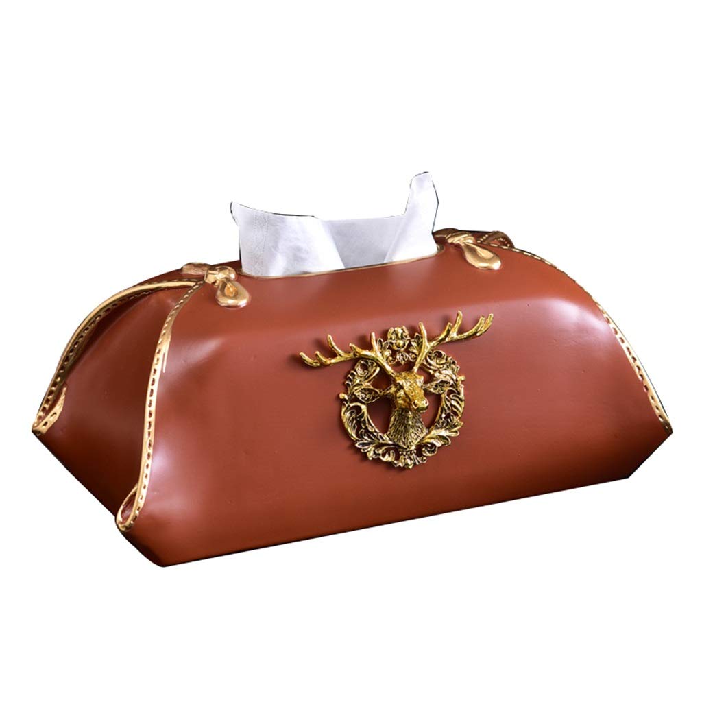 tissues box， Creative Tissue Box Living Room Household Storage Office Desktop Decoration Simple(Brown)