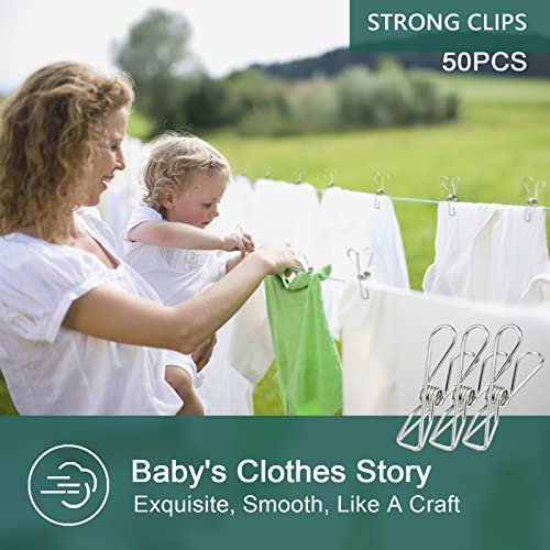 Phydelu FDL0001 50Pcs) Stainless Steel Laundry Clothes Pins Heavy Duty Outdoor, Clothespins For Hanging Clothes, Metal Clips thumb #1