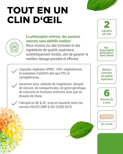 Multivitamines A-Z - 365 gélules hautement dosées avec 26 formes bioactives & matières premières de marque - Vitamines + Minéraux - Complexe All In One - Vegan – Image 7