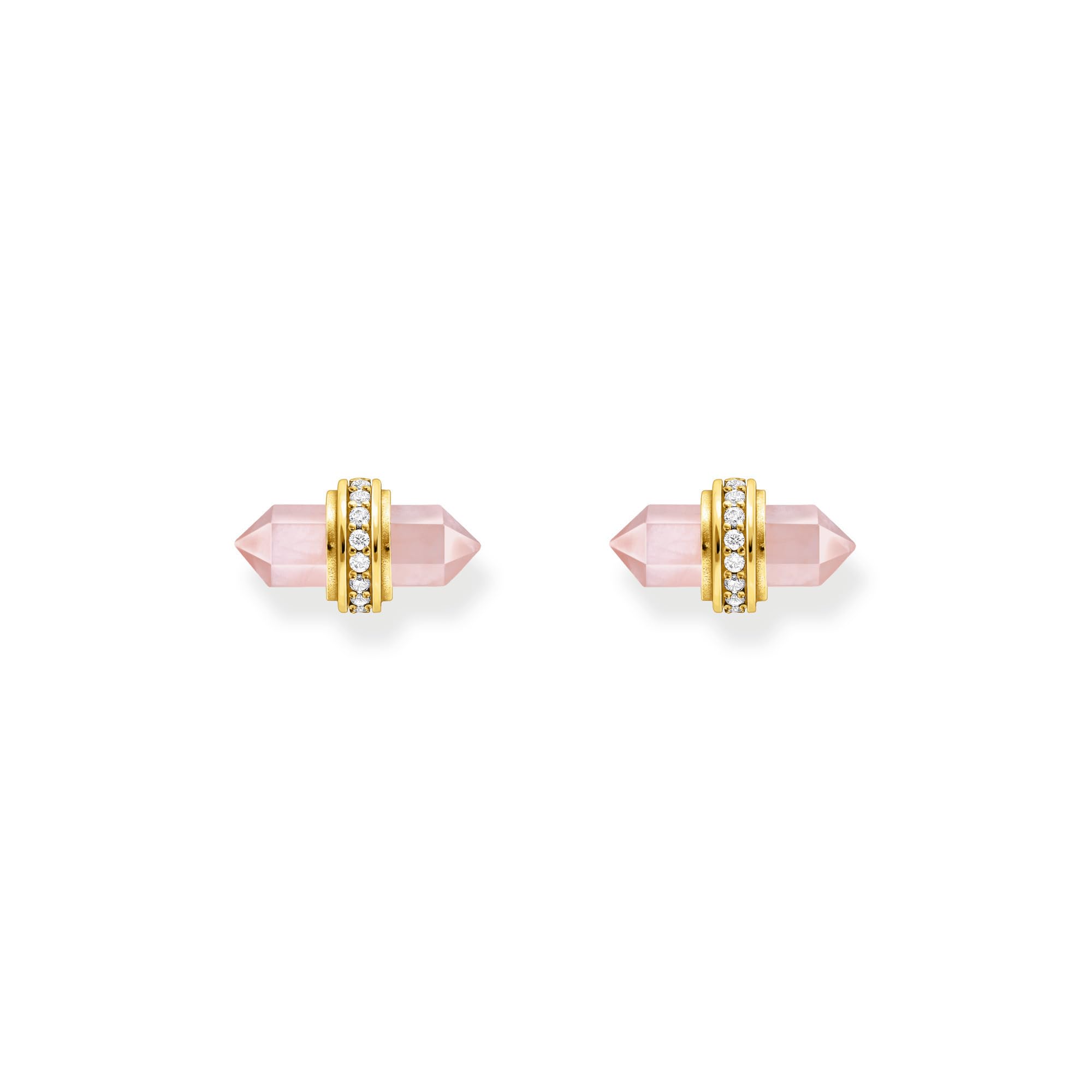 THOMAS SABO Ohrstecker mit rosa Onyx Kristall vergoldet 925 Sterlingsilber, 750 Gelbgold Vergoldung