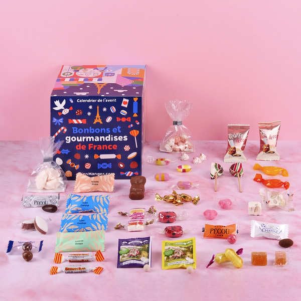 Calendrier de l'Avent Bonbons et Gourmandises de France - Décor Jeux d'Hiver - 24 sucreries emblématiques de nos régions - BienManger.com