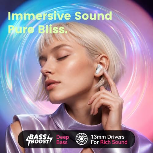 Image of ANCwear Wireless Earbuds with Mini Handbag Case, 22H Playtime, Pearl White
