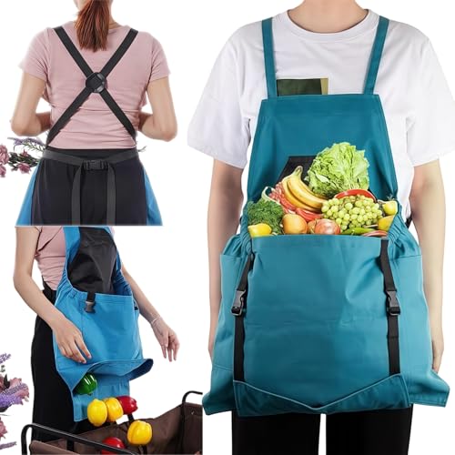 BLACK Full Length Apron with Pockets 22w x 30l - Cool Colorful Flower Garden Gardening is good for the Soul Nature