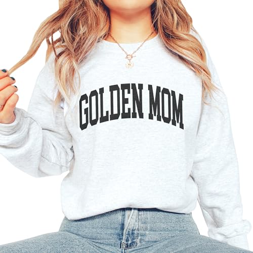 Golden Mom Varsity Sweatshirt, Cute Golden Retriever Pet Parent Sweater, Golden Dog Mom Gift, Dog Lover Shirt, Unisex Womens Crewneck Sweatshirt3