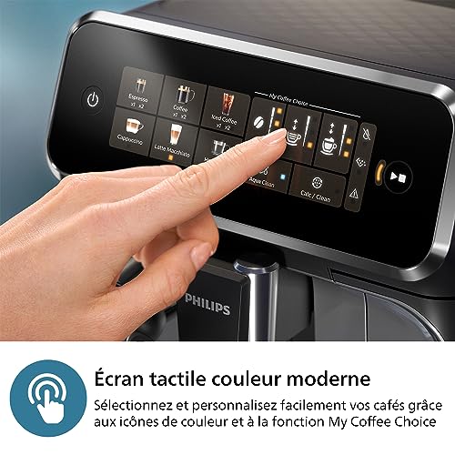 Philips Machine à Expresso Entièrement Automatique Séries 2300-4 Boissons, Écran tactile couleur moderne, LatteGo, SilentBrew, Broyeur 100% Céramique, Filtre AquaClean. Noir mat (EP2330/10) – Image 5