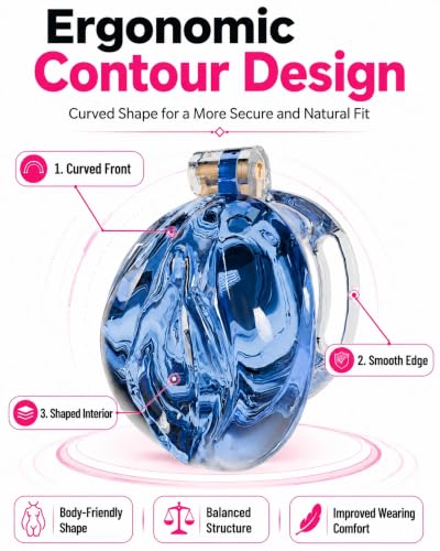 Image of Flat Chastity Cage Sissy Silicone Soft Realistic Vagina (See-Through Blue)