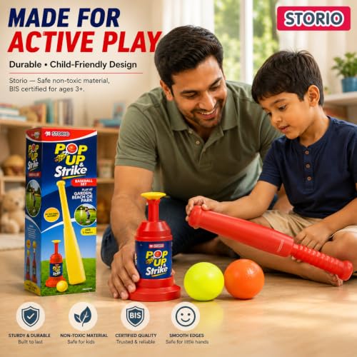 Image of Storio Baseball Shooter Bat, Pitcher Ball Power Shot Launcher Game for Kids