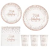Crisky Rose Gold 70 Fabulous Napkins Plates Cups Set for Women 70th Birthday Party Decorations...