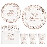 Crisky Rose Gold 70 Fabulous Napkins Plates Cups Set for Women 70th Birthday Party Decorations...