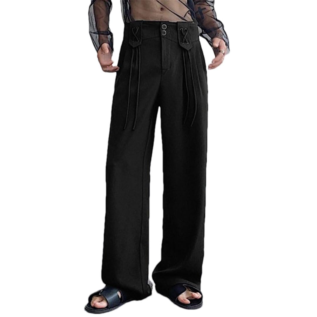 Vogrtcc Pantalones De Hombre Pantalones Largos Sueltos con Cordón De Cintura Alta Pantalones Casuales De Pierna Recta