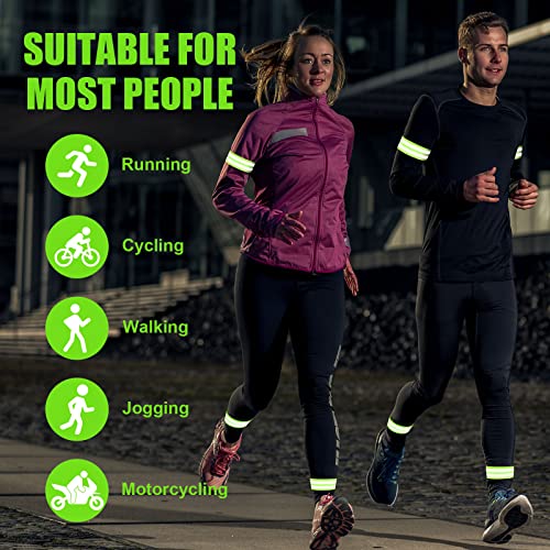URAQT Reflektorband,4 Stücke Universal Doppel Reflektorbänder Running Sicherheitsband Reflektierend Neon Reflektorbänder für Radfahren Joggen Geeignete Reflektoren für Kinder & Erwachsene