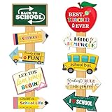 Back to School Decorations, 20pcs Back to School Photo Props First Day of School Yard Signs Welcome Back Classroom Door Wall Decor for Class Party Supplies, Back to School Cards for Preschool Primary High School