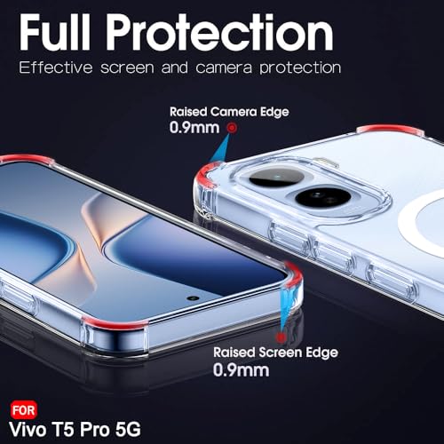 Image of TheGiftKart ShockProof Ultra-Hybrid Back Cover Case for Vivo T5 Pro 5G Compatible with MagSafe | 360 Degree Protection | Crystal Clear Hard Cover Case for Vivo T5 Pro 5G (PC & TPU, Transparent Bumper)