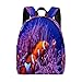 Sac à dos de voyage léger en forme de poisson clown sur récif de corail pour adolescent, sac décontracté pour adolescent, multicolore, taille unique