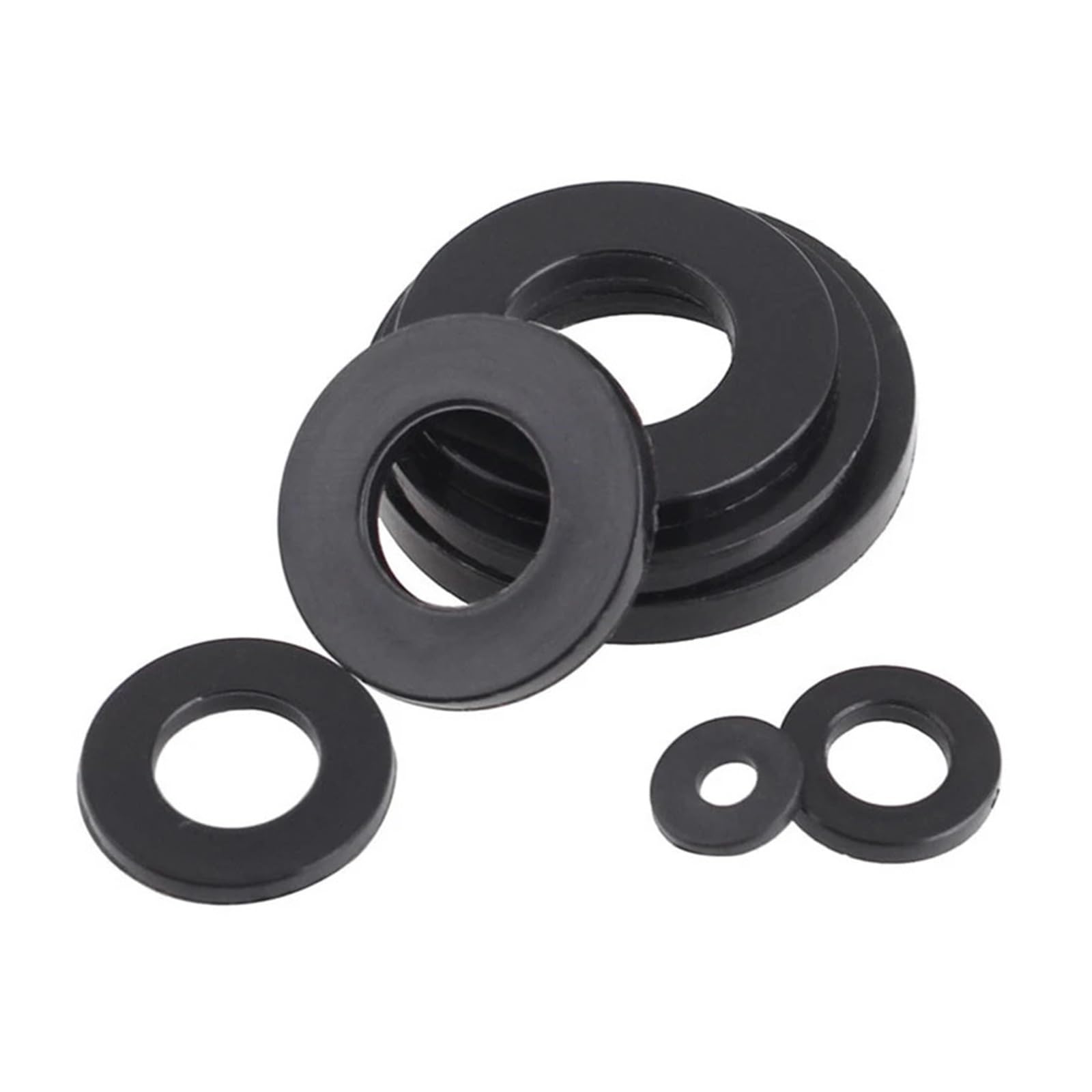 Arandelas de nailon blancas y negras de 1000/500 Uds M2 M2.5 M3 M4 M5 M6 M8 M10 M12 juntas de arandela plana de plástico(Black,M10x20x2 (500pcs))