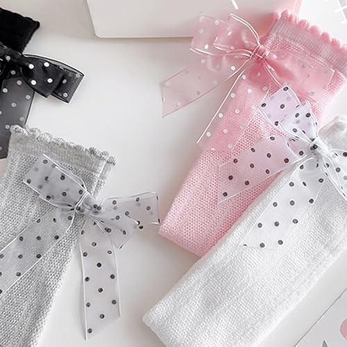 Soft & Breathable Girls Over Knee Length Socks Cotton Lace Ruffle Bowknot Tube Stockings For Sweet Charm Sweet Stockings3