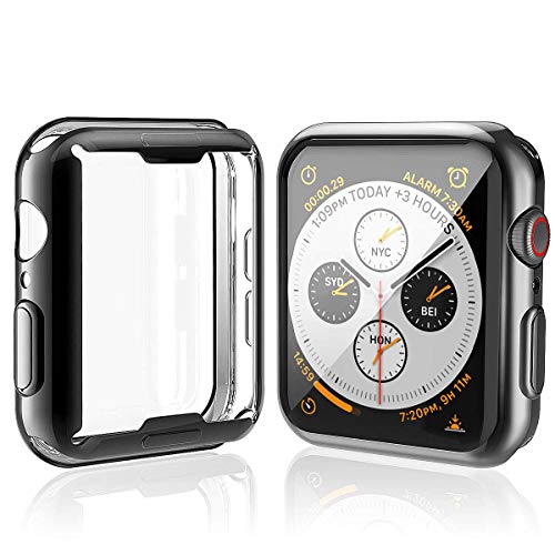 Misxi 【2枚セット】 Apple Watch Series 5 / Series 4 44mm ケース, 全面保護 耐衝撃 メッキ 柔らかい TPU ウオッチ保護ケース超薄型カバー 2019 新しい アップルウォッチシリーズ 5/4 44mm ケース (1 ブラック + 1 クリア)