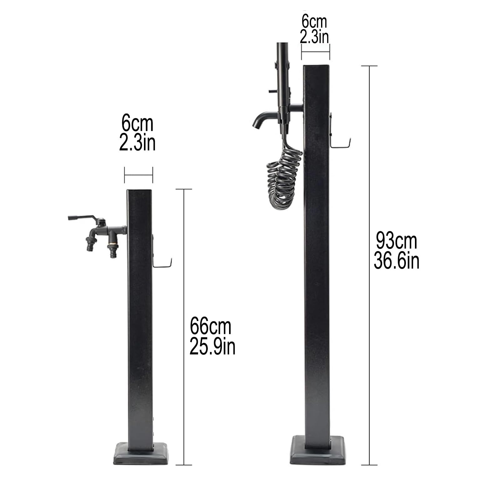 Générique Colonne d'arrosage Verticale antigel pour Jardin extérieur - Distributeur d'eau carré avec Robinet et Pistolet pulvérisateur, borne d'arrosage sur Pied de 66 cm pour Une Irrigation Efficace