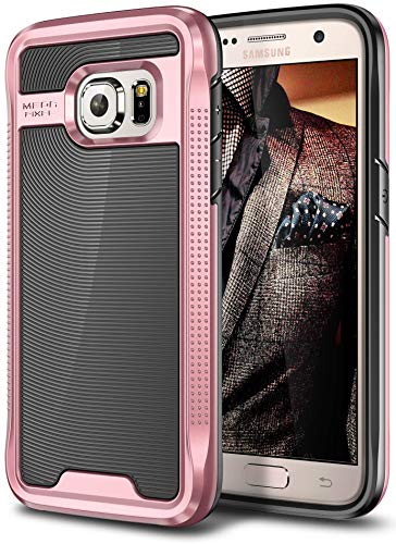 E LV Case for Galaxy S7 Case Hybrid [Scratch/Dust Proof] Armor Defender Slim Shock-Absorption Bumper Case for Samsung Galaxy S7 - [Black/Rose Gold]