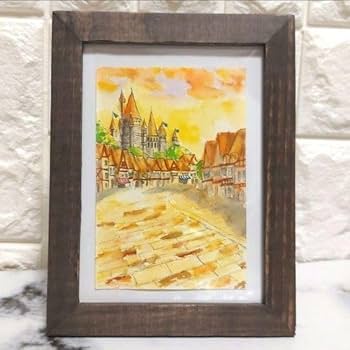 Amazon.co.jp: 水彩画 ハガキサイズ ヨーロッパの風景 額装 風景