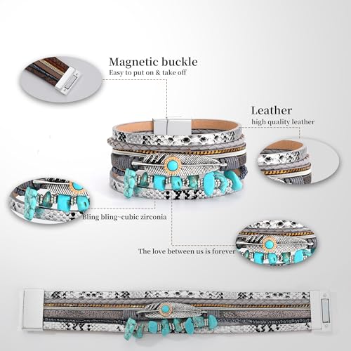 Image of Bracelets for Women, Gifts for Mom Her Christmas Gift 2026 Leather Bracelets for Women Birthday Gift for Daughter Inspirational Wrap Bracelet Sister Friend Teen Girl Gift Layered Stocking Stuffers Jewelry