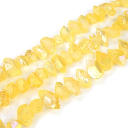 Miniatura 4 de Adabele - 2 hebras de piedras preciosas sueltas de cuarzo natural crudo curativo, piedras preciosas perforadas, topacio amarillo AB recubierto de