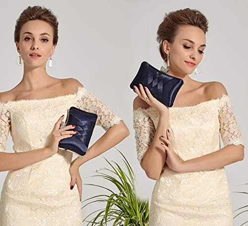 Fashion Womens Jane Satin Diamante Clutch Rhinestone Evening Bridal Prom Party Handbag Crossbody Purse Chain Bag - Image 3