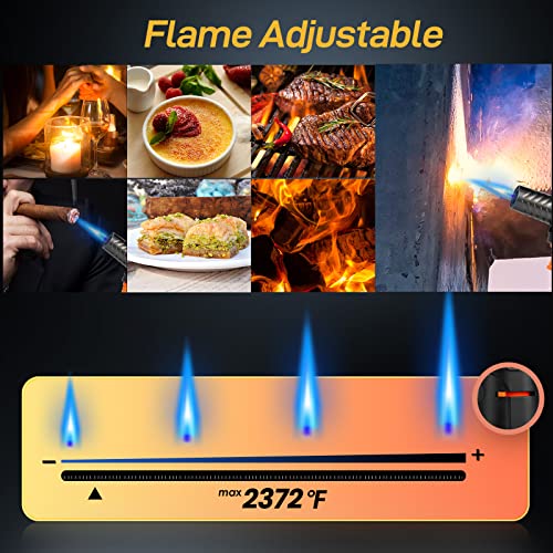 Ravs Butane Torch, Refillable Kitchen Torch Lighter Blow Torch With Safety Lock Rotating Angles Adjustable Flame, Culinary Torch For Creme Brulee, Desserts And Baking, Ravs (Butane Gas Not Included) #TOP2