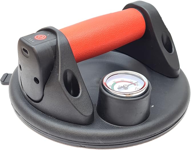Berger + Schröter GmbH & Battery Vacuum Suction Lifter, Glass Lifter, Glass Suction Holder, Vacuum Lifter, Plate Lifter, 110 kg Load Capacity with Automatic Suction, Pressure Gauge
