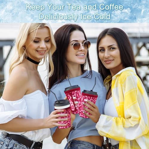 Image of 3PCS Reusable Iced Coffee Sleeves, Neoprene, Fits 16-32oz Hot /Cold Drinks