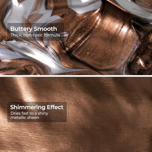 Image of Nicpro Metallic Deep Brown Acrylic Paint, 8.45oz /250ml Craft Paint | Large Non Toxic, Non Fading Art Paint for Wood, Metal, Clay, Fabric, Canvas, Ceramic, Furniture, Handcrafts