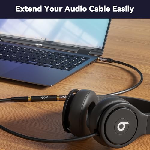 Mygatti 3.5mm AUX Buchse auf Buchse vergoldete Kupplung (2er-Pack),1/8 Stereo Jack auf 1/8 Stereo Jack Adapter, AUX Buchse Verbinder/Adapter Kompatibel mit Kopfhörer, Auto Stereo,Matt-schwarz