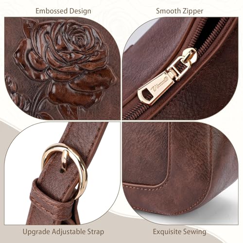 Image of Shoulder Bag for Women, Small Embossed Vegan Leather Hobo Purse | Elegant Crescent Shape Shoulder Purse with Top Handle, Adjustable Strap, Underarm Style for Daily Use, Travel & Gift Choice