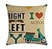 Fodera per Cuscino Cartoon I Love Motor Right Go Left Fodera per Cuscino Federa Cuscini Decorativi Fodera per Divano Fodera per Cuscino 45 * 45 cm 4 Pezzi