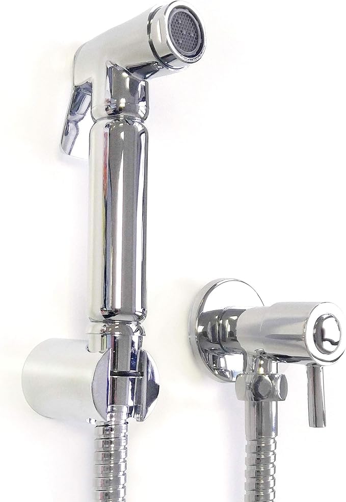 Elegante spray de higiene Shattaf cromado, juego de ducha musulmán con accesorios