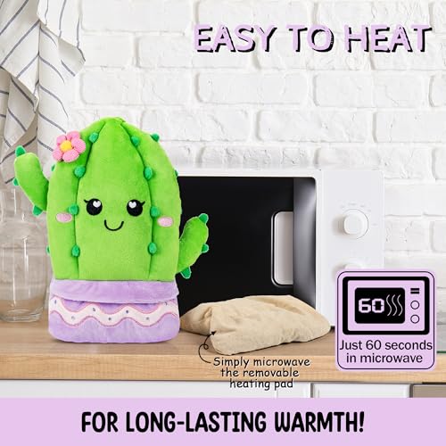 Image of Cactus Microwavable Unscented Heating Pad for Women and Kids- Cute Soft Cozy Pillow Plush Heatable Warm Stuffed Animals - Kawaii Hot and Cold Plushie Food Toy - Cactus Gifts for Girls and Boys