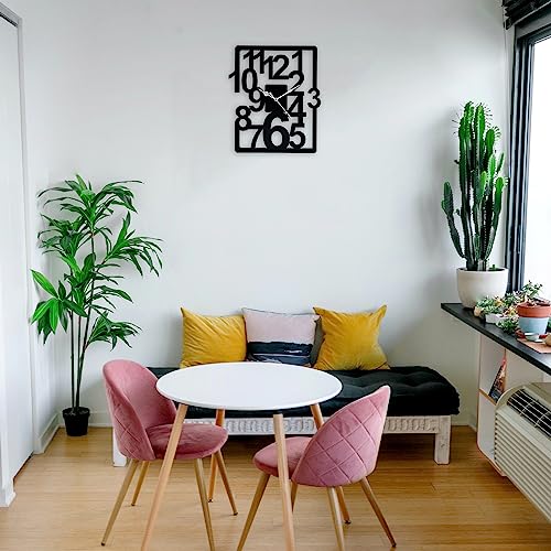 Image of METSY Metal Laser Cut Numerical Analogue Art Wall Clock Black & White for Home and Office | Metal Wall Art | Decor Items (Square)
