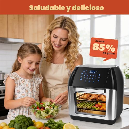 Miniatura 8 de Aigostar Owen - Freidora Aire De 12 Litros De Capacidad, Horno De Aire Multifunción, 1700 W, Pantalla Led Táctil, 8 Modos Predeterminados, Incluye 7 Accesorios, Sistema Giratorio, Libre De Bpa