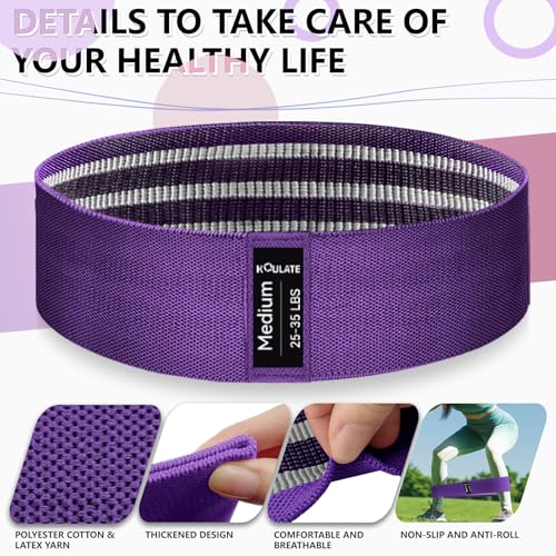 Image of Exercise Bands, 3 Levels Fabric Resistance Bands for Working Out, Workout Bands Resistance for Women & Men, Multi-Colored Fabric Booty Bands for Leg Strength Training, Rehab, Yoga