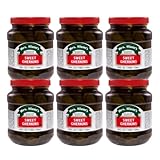 Mrs Kleins Sweet Cornichons Pickles | Sweet Gherkin Pickles | Perfect for charcuterie board or appetizer platter | Mini Cucumbers, Vegan Snacks, Gluten Free | 16 oz- 6 pack