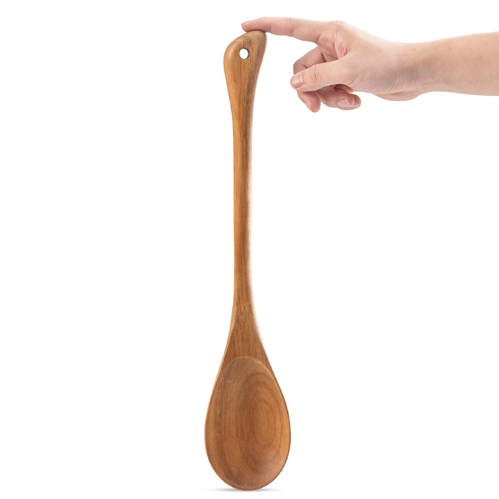 Big Wooden Spoons for Cooking, Unique Slant-tailed Long Handle Kitchen Spoon Utensil for Cooking, 17" Large Wood Spoon for Brewing, Oversized Heavy Food Service Spoon,Giant Mixing Spoon Gadgets