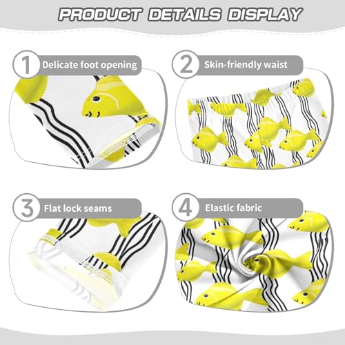Yellow Fish Stripe Girls Leggings Ultra Soft Compression Yoga Gym Pants for Kids 4-10T3