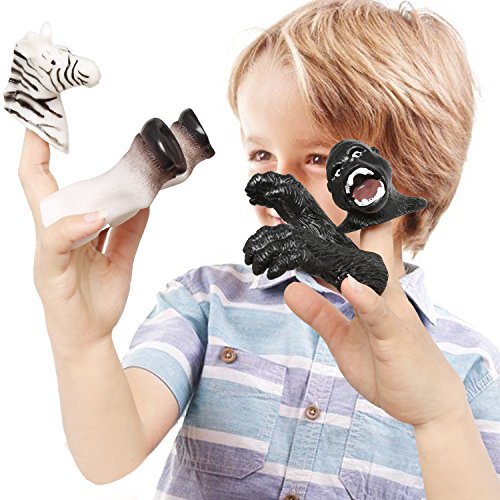 Rainbow yuango 30PCS Realistic Animals Finger Puppets Playset Soft Vinyl Rubber Animal Head Finger Puppet with Feet Theaters Doll Model Toy for Kids