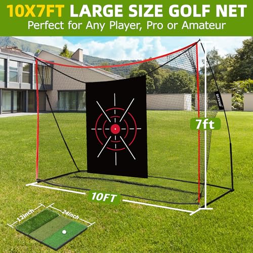 10x7ft Golf Net: Golf Hitting Practice Nets for Backyard Driving Real Balls, Heavy Duty Golfer Training Net with Mat for Outdoor/Indoor/Garage/Basement Hitting Swing Chipping, Golfer Gift for Men Dad by Bltend - Image 3