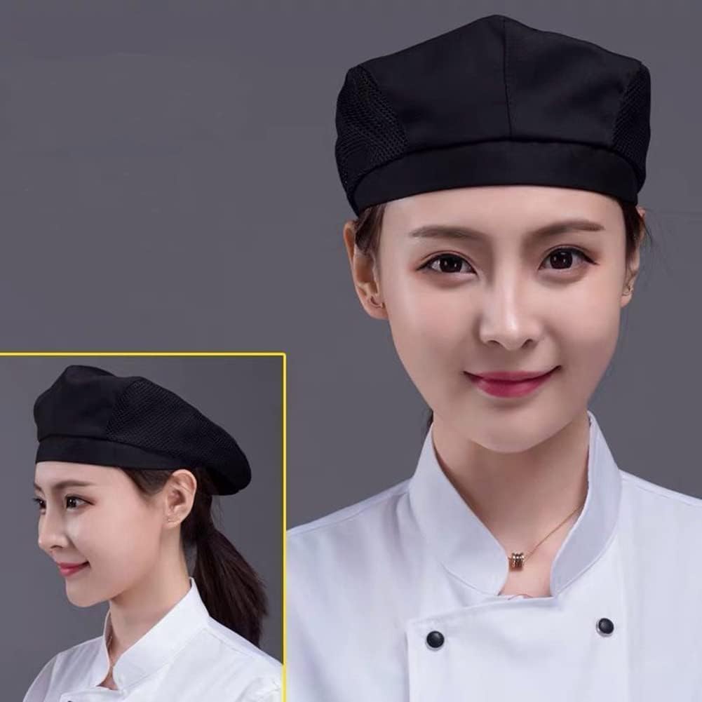 Barista Hat Chef Berets for Women Men Waitress Baker Skull Hat Cooking Breathable Cap Kitchen Sushi Uniform Turban