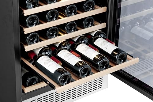 Honeywell 46 Bottle Compressor Wine Cooler Refrigerator, Large Freestanding Wine Cellar For Red, White, Champagne or Sparkling Wine, Digital Temperature Control, Stainless Steel on Fridge.com