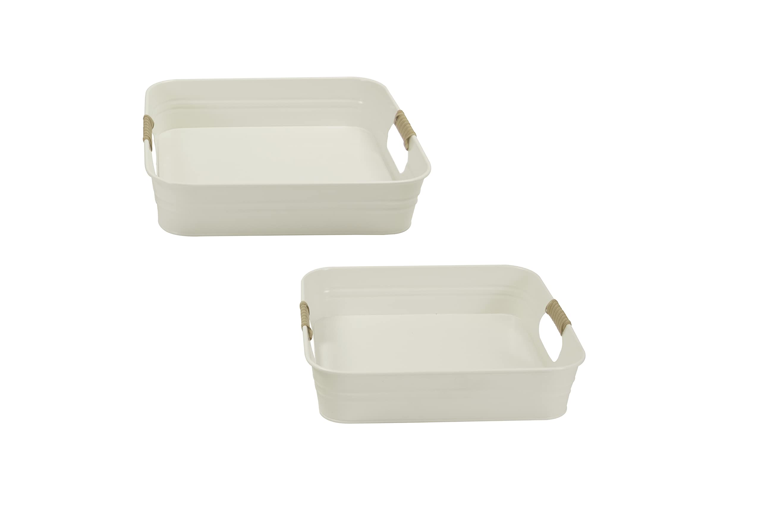 Serving Tray with Handle, 2 pcs Serving Platters and Trays for Serving Food, Serving Trays for Party, Storing, Used in Bedroom, Kitchen, Living Room, Bathroom and Outdoors (White)