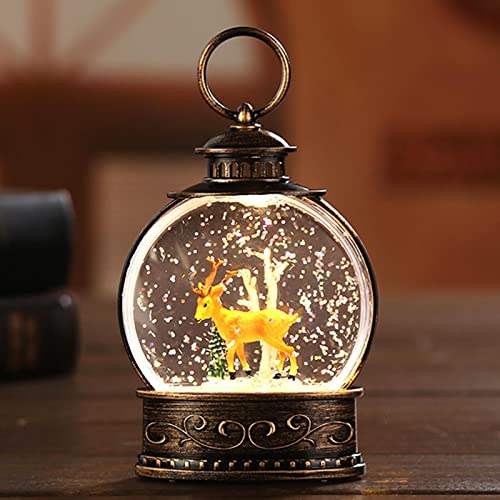 JINGLING Schneemann Schneekugel Laterne Weihnachten - Weihnachtsdeko Innen Beleuchtet Mit Wasser, Glitzer Gefüllte Bronze Laterne - Geschenk, Tischdeko Cover